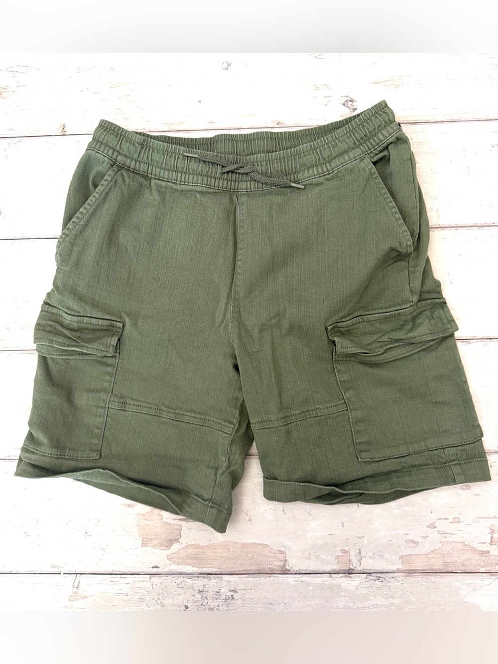 Art Class Boys Size 10/12 Olive Green Cargo Shorts Drawstring Waist 10 12